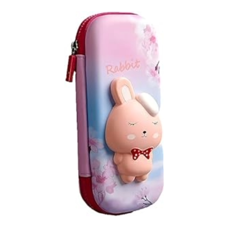 Pencil Pouch - 3D Squishy Rabbit (Pink)