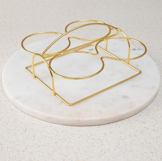 Luxury Porcelain Candy & Dry Fruit Jar Set with Gold Stand – 4 Piece Decorative Storage Organizer