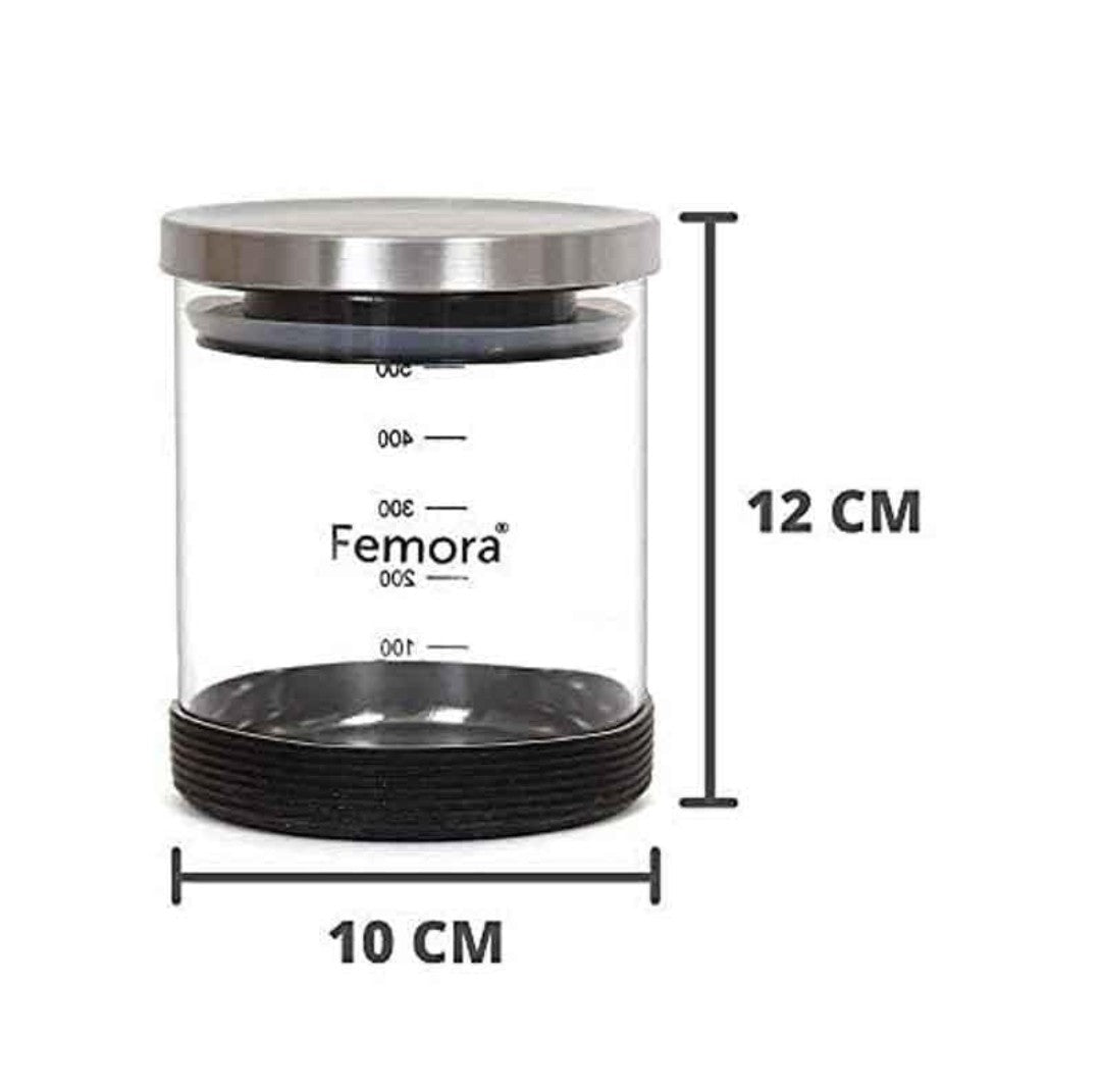 Borosilicate Storage Jar with Steel lid and Silicon Bottom (500 ML Each) - Set of Two