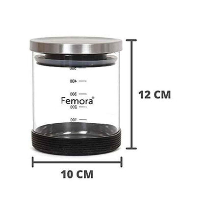 Borosilicate Storage Jar with Steel lid and Silicon Bottom (500 ML Each) - Set of Two