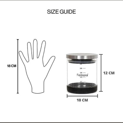 Borosilicate Storage Jar with Steel lid and Silicon Bottom (500 ML Each) - Set of Two