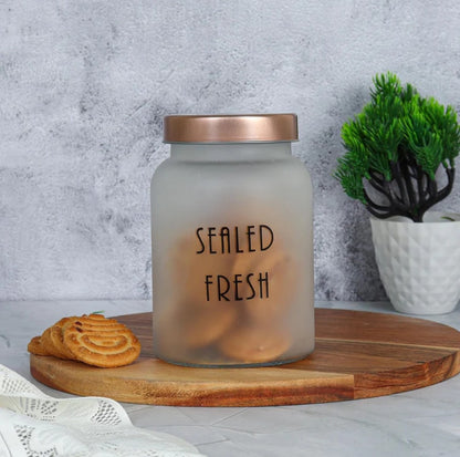 Frosted Jars With Steel Lid  (1000 ML) - Set Of Six