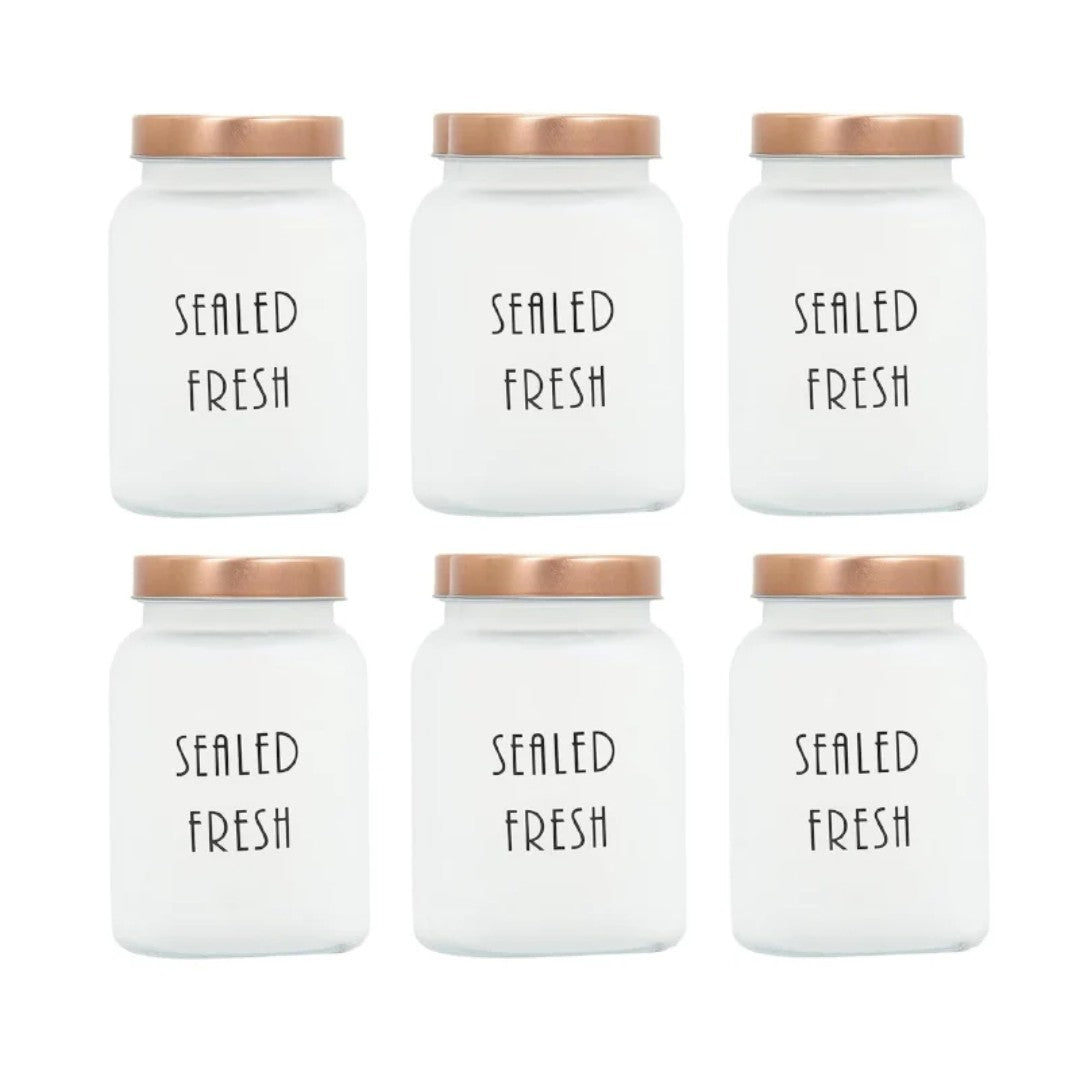 Frosted Jars With Steel Lid  (1000 ML) - Set Of Six