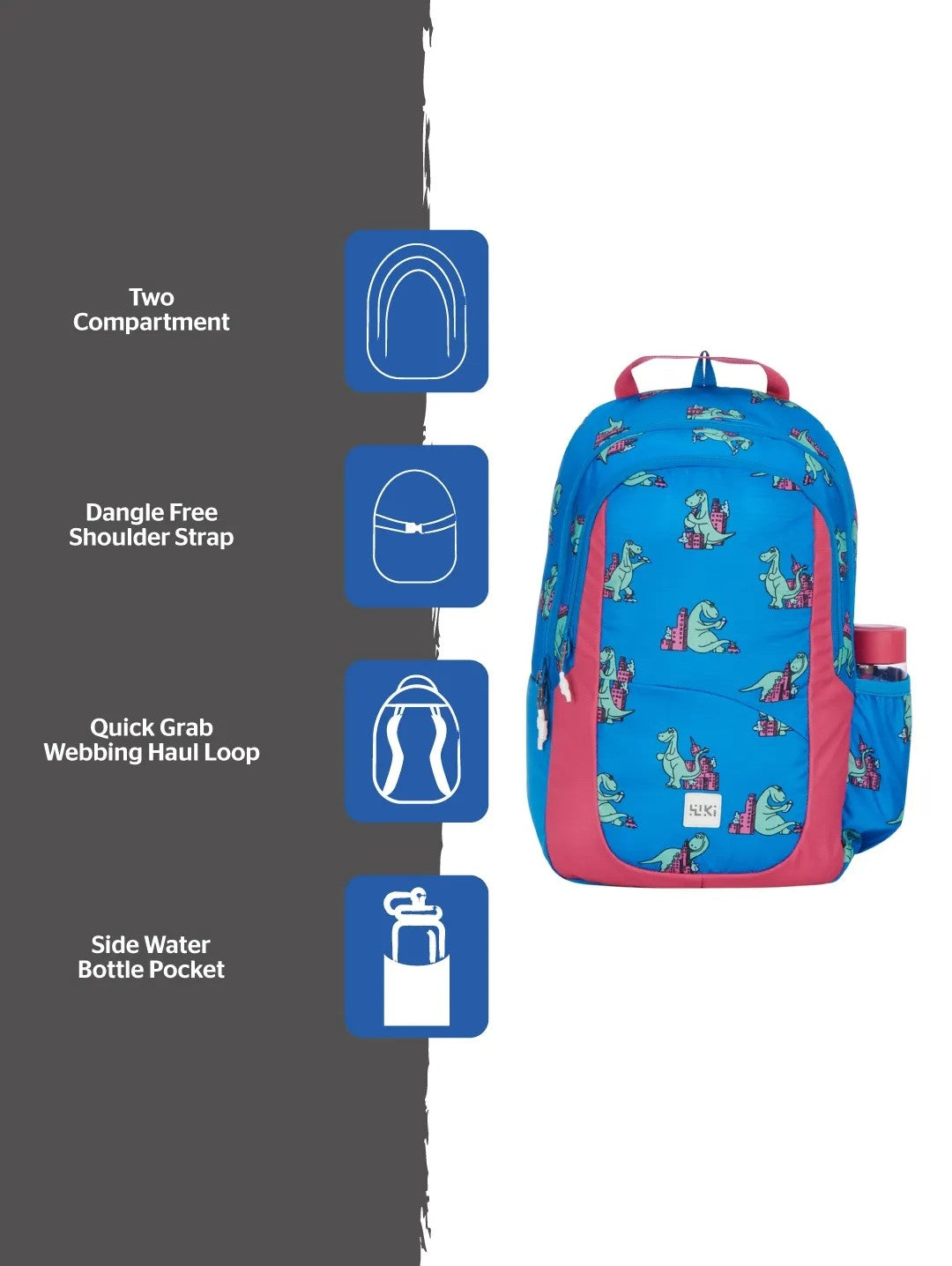 Wiki Champ 2 Dino Blue Backpack