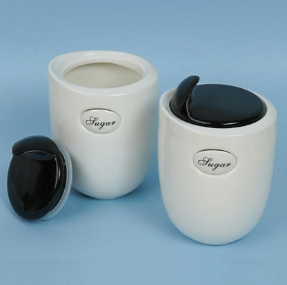 Modern Ceramic Airtight Tea Sugar Container - (Set of 2)