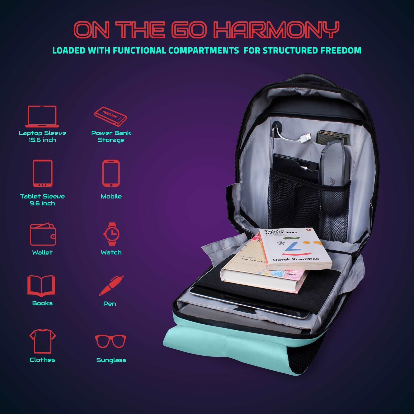 Hookaba Tech Trend LED Backpack (Blue) | 20 L Smart Display Bag (With Power Bank)