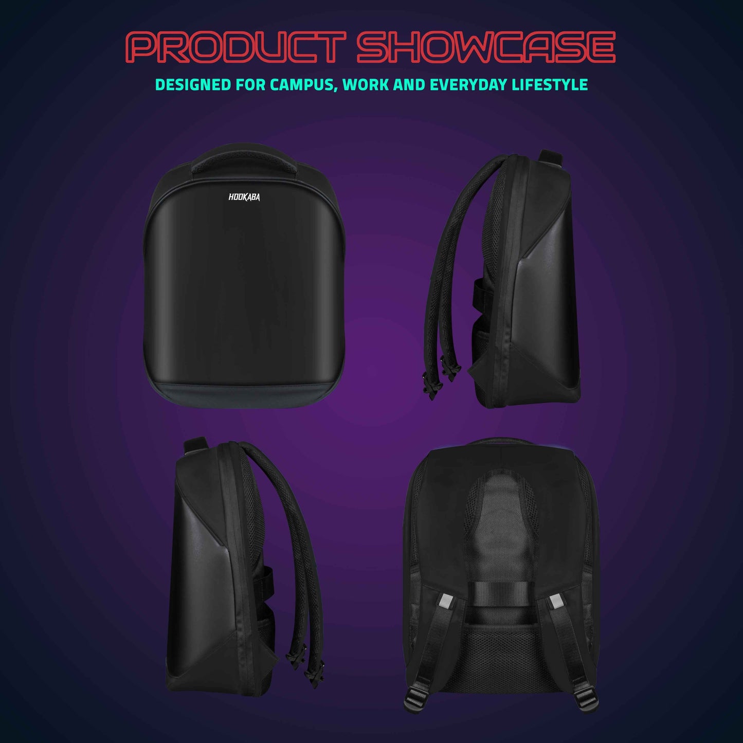 Hookaba Tech Trend LED Backpack (Black) | 20 L Smart Display Bag (With Power Bank)