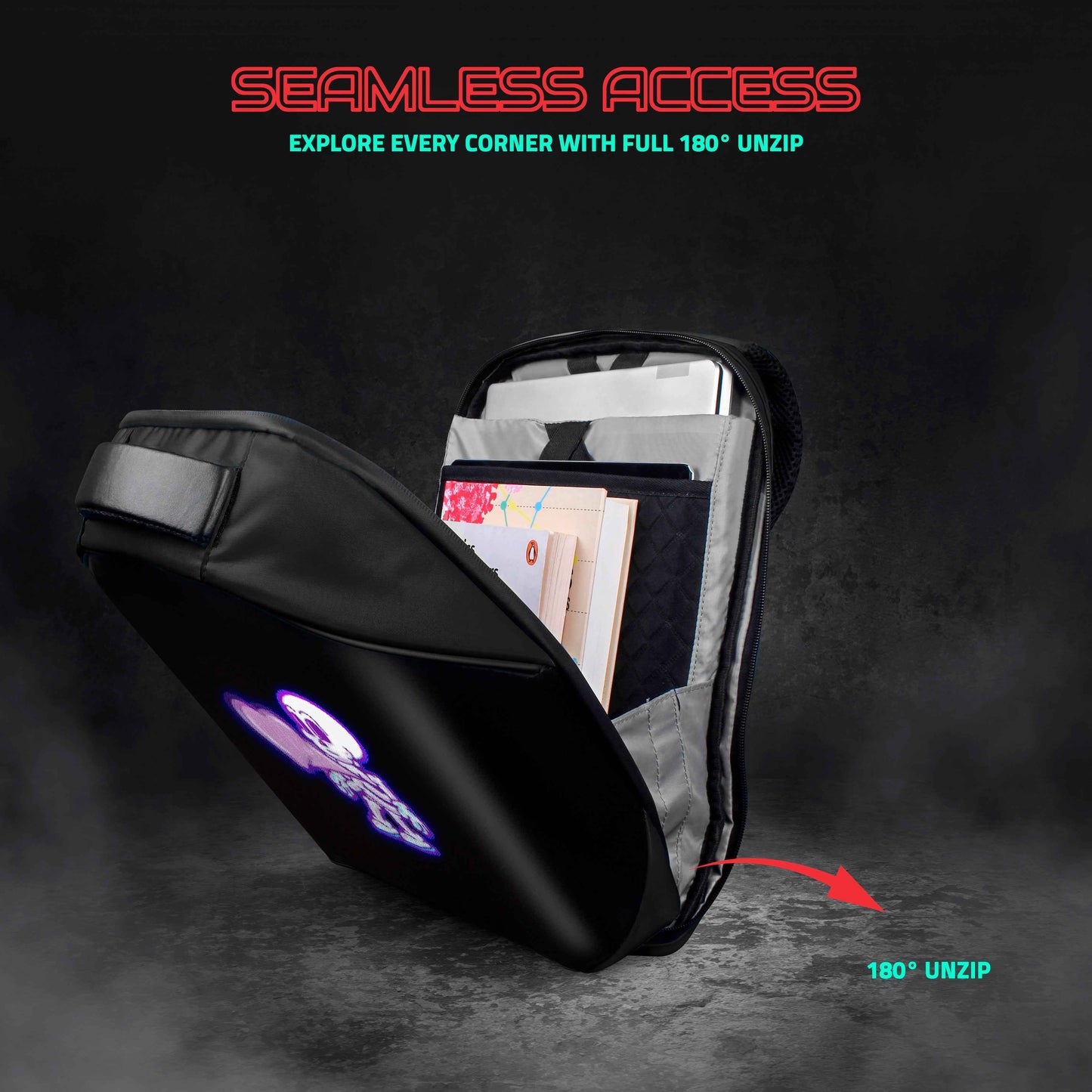 Hookaba Tech Trend LED Backpack (Black) | 20 L Smart Display Bag (With Power Bank)