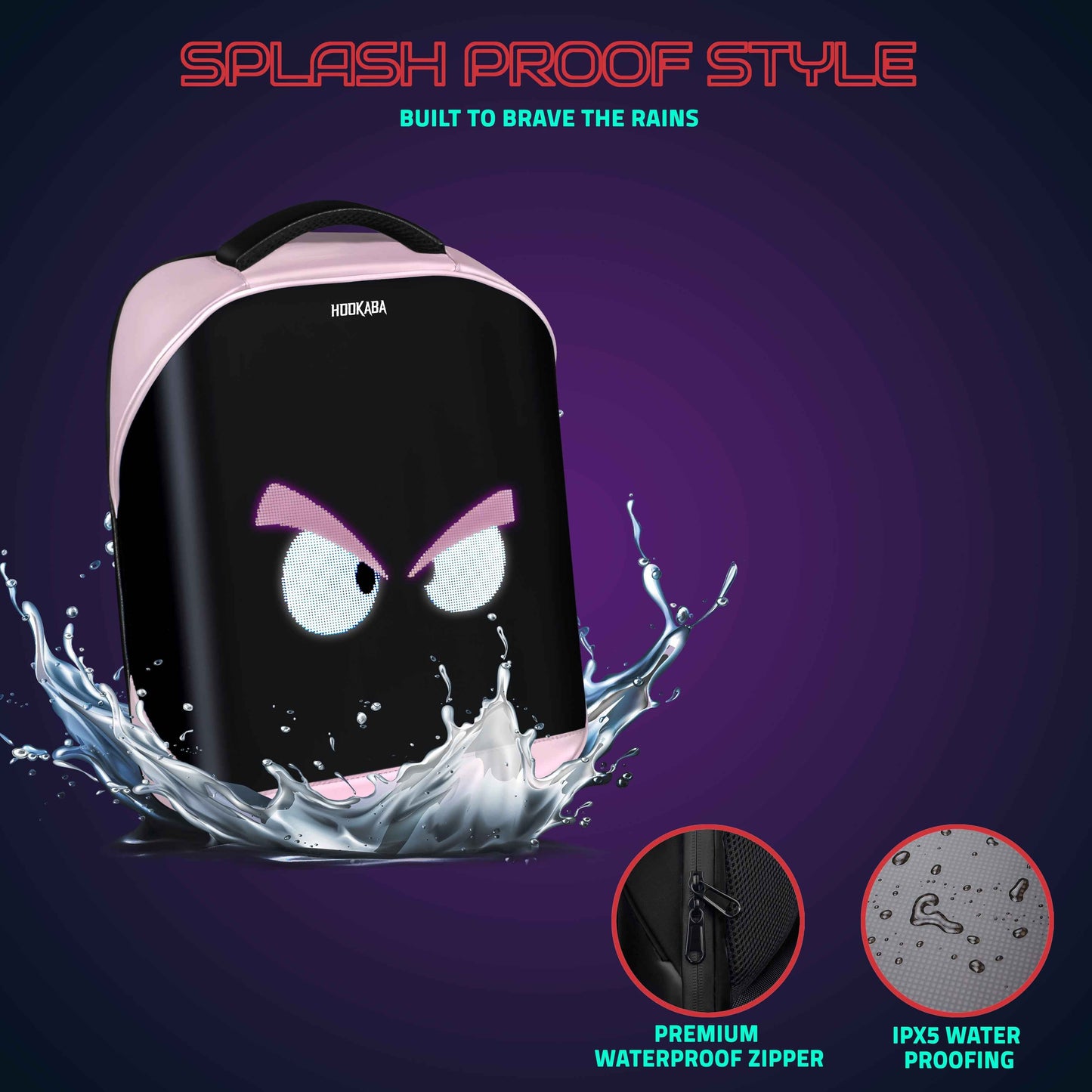 Hookaba Tech Trend LED Backpack (Pink) | 20 L Smart Display Bag (With Power Bank)