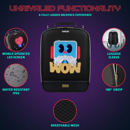 Hookaba Bold Elite LED Backpack | 21 L Smart App-Controlled Tech Bag (With Power Bank)