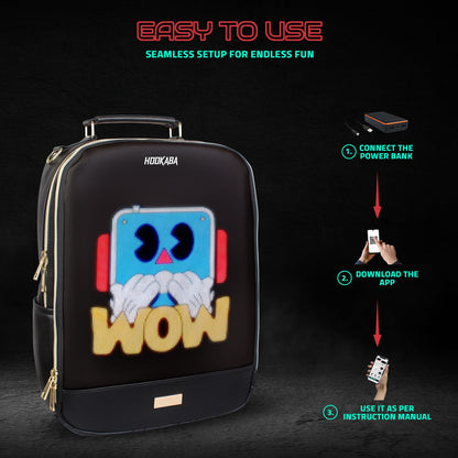 Hookaba Bold Elite LED Backpack | 21 L Smart App-Controlled Tech Bag (With Power Bank)