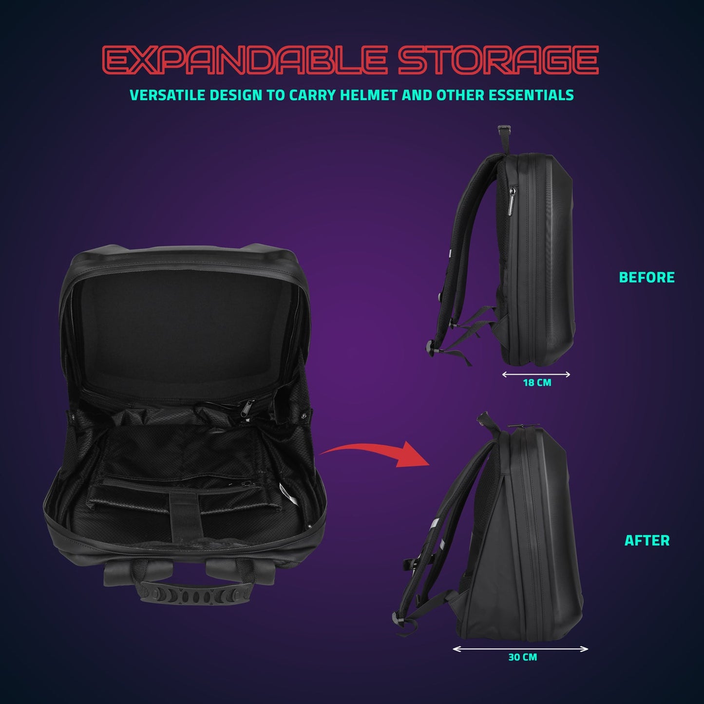 Hookaba Bat Grit LED Backpack | 27 L Smart App-Controlled Backpack with 64×64 Pixel Display (With Power Bank)