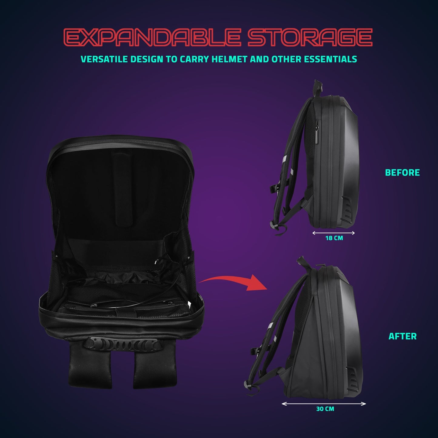 Hookaba Rebel Rage LED Backpack – 27.2 L Smart Display Bag (With Power Bank)