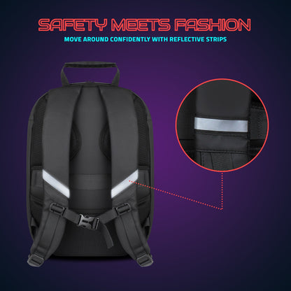 Hookaba Bat Grit LED Backpack | 27 L Smart App-Controlled Backpack with 64×64 Pixel Display (With Power Bank)