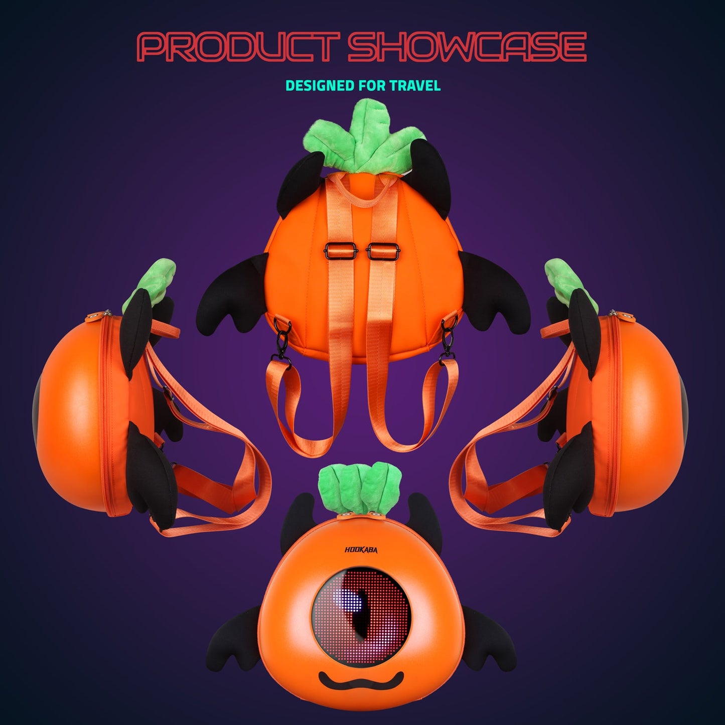 Hookaba GlowBuddy “Boo” LED Kids Backpack | Cute App-Controlled Light-Up Display Bag (With Power Bank)