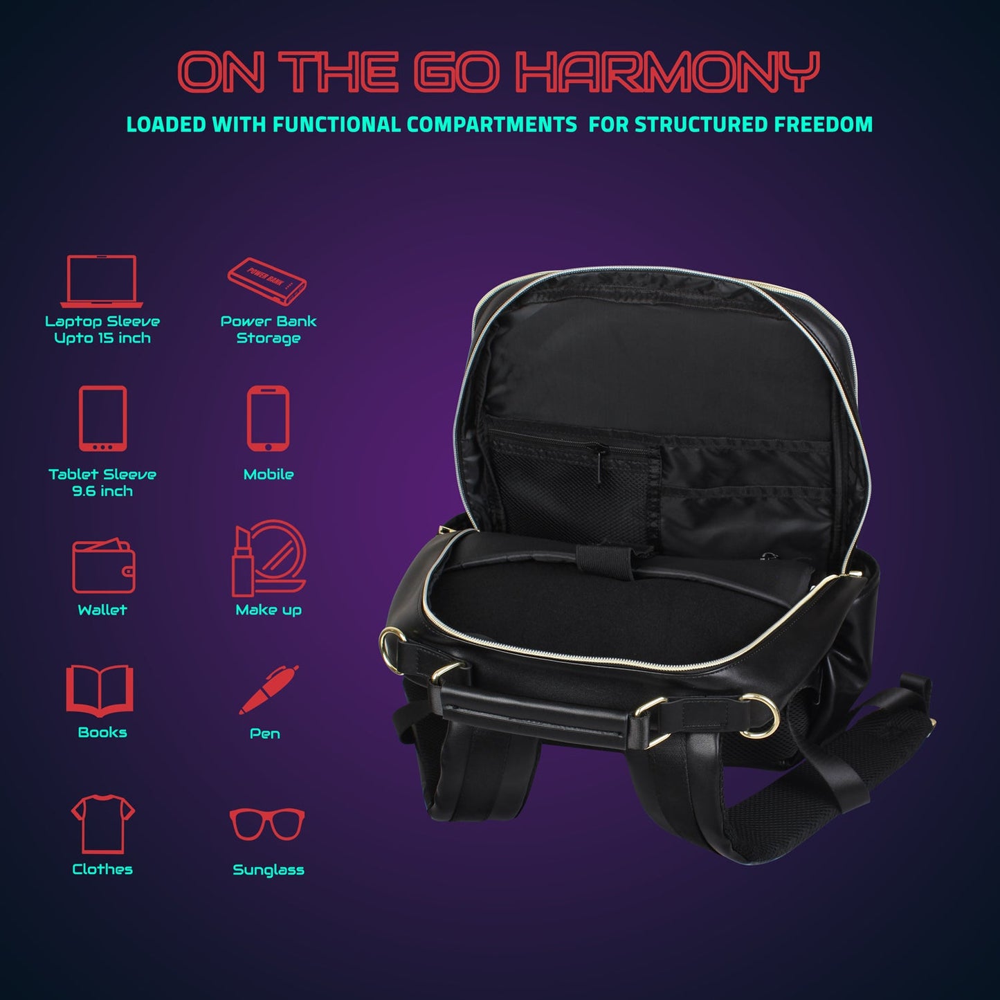 Hookaba Bold Elite LED Backpack | 21 L Smart App-Controlled Tech Bag (With Power Bank)