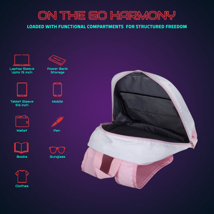 Hookaba Zyppie LED Backpack (Pink) | App-Controlled Light Up Bag (With Power Bank)