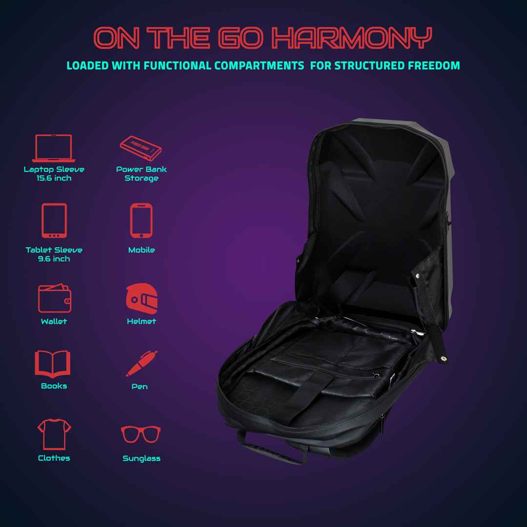 Hookaba Xross Rage LED Backpack – 28 L Expandable Smart Display Bag (With Power Bank)