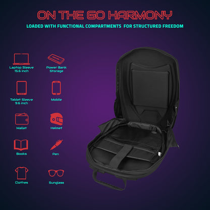 Hookaba Rebel Rage LED Backpack – 27.2 L Smart Display Bag (With Power Bank)
