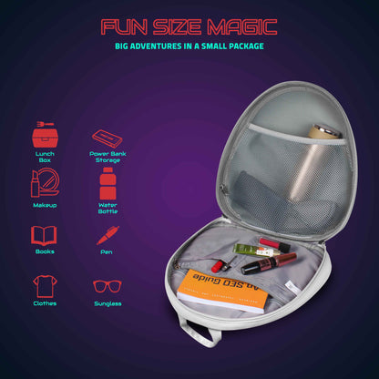 Hookaba GlowBuddy LED Kids Backpack (White) | Kids Smart Bag with App-Controlled Light-Up Display (With Power Bank)