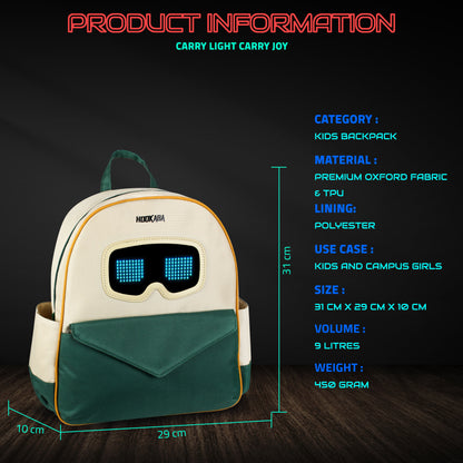 Hookaba Zyppie LED Backpack (Green) | App-Controlled Light Up Bag (With Power Bank)
