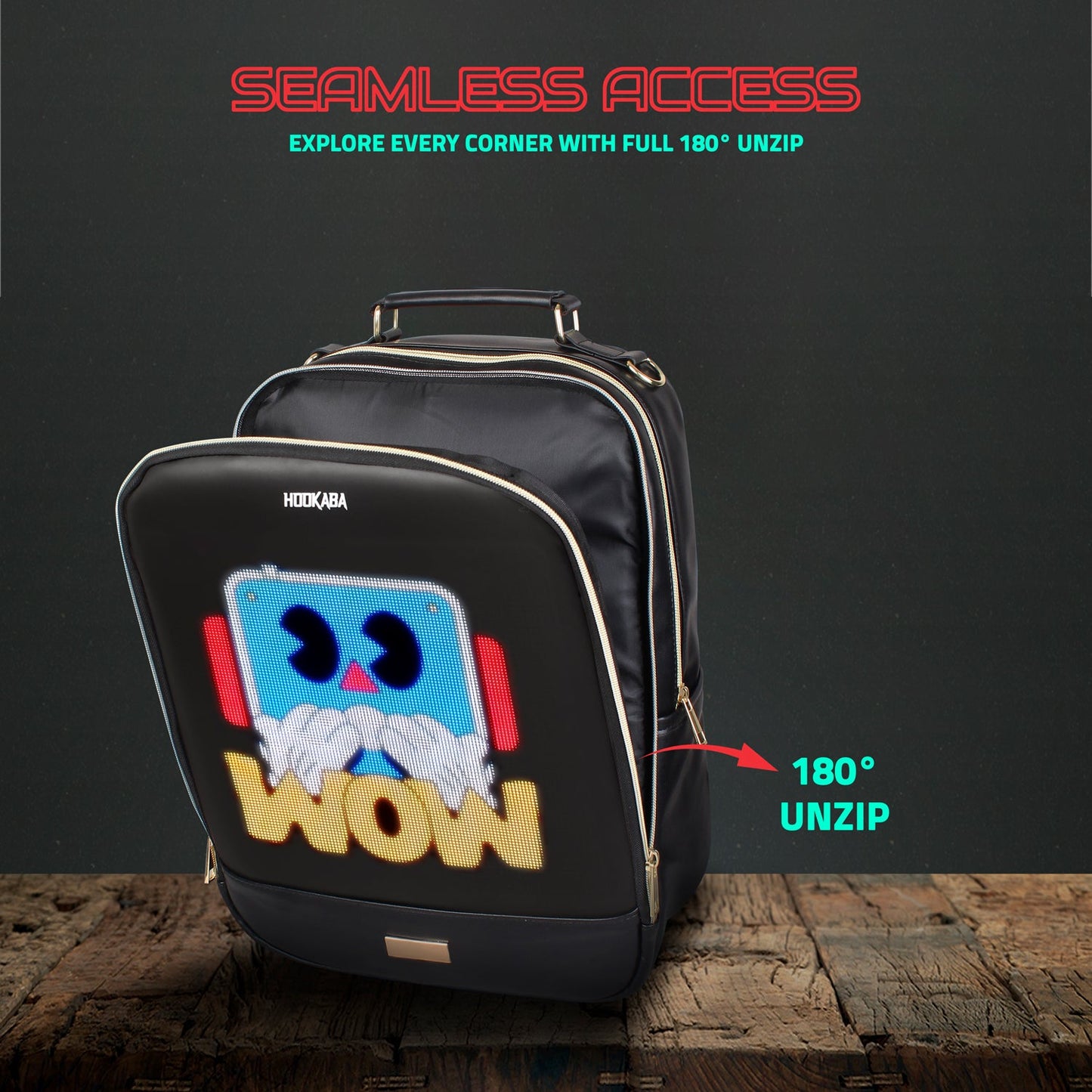 Hookaba Bold Elite LED Backpack | 21 L Smart App-Controlled Tech Bag (With Power Bank)