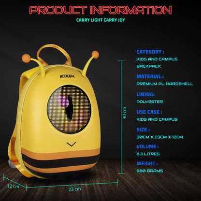 Hookaba GlowBuddy Bee LED Backpack | App-Controlled Light Up Bag (With Power Bank)