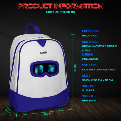 Hookaba Zyppie LED Backpack (Blue) | App-Controlled Light Up Bag (With Power Bank)