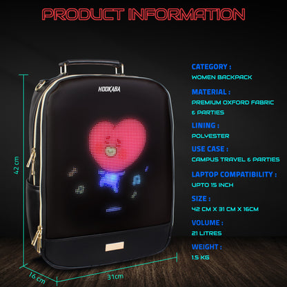 Hookaba Bold Elite LED Backpack | 21 L Smart App-Controlled Tech Bag (With Power Bank)
