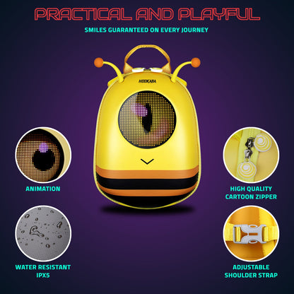 Hookaba GlowBuddy Bee LED Backpack | App-Controlled Light Up Bag (With Power Bank)
