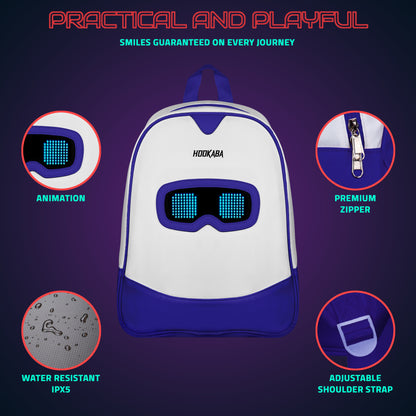 Hookaba Zyppie LED Backpack (Blue) | App-Controlled Light Up Bag (With Power Bank)