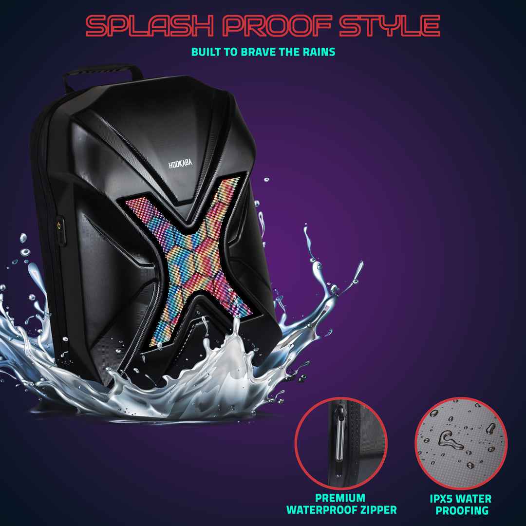Hookaba Xross Rage LED Backpack – 28 L Expandable Smart Display Bag (With Power Bank)