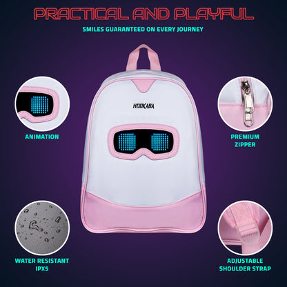 Hookaba Zyppie LED Backpack (Pink) | App-Controlled Light Up Bag (With Power Bank)