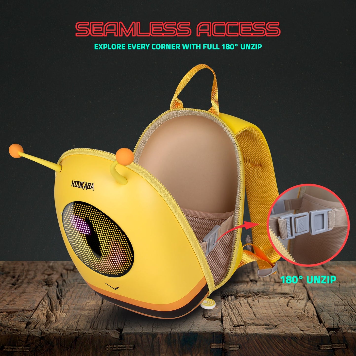 Hookaba GlowBuddy Bee LED Backpack | App-Controlled Light Up Bag (With Power Bank)