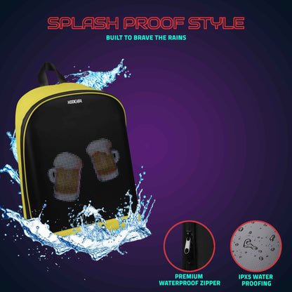 Hookaba Urban Buzz LED Backpack (Yellow) | 17 L Smart Display Bag (With Power Bank)