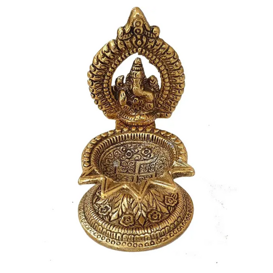 Metal Ganesha Diya (5 Batti Deepak)