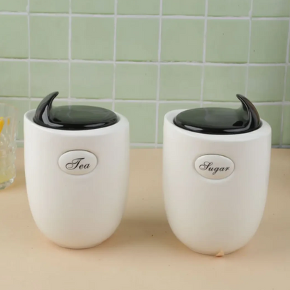 Modern Ceramic Airtight Tea Sugar Container - (Set of 2)