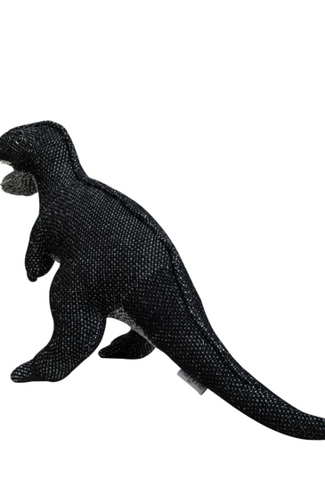 Knitted Soft Black Dinosaur Toy