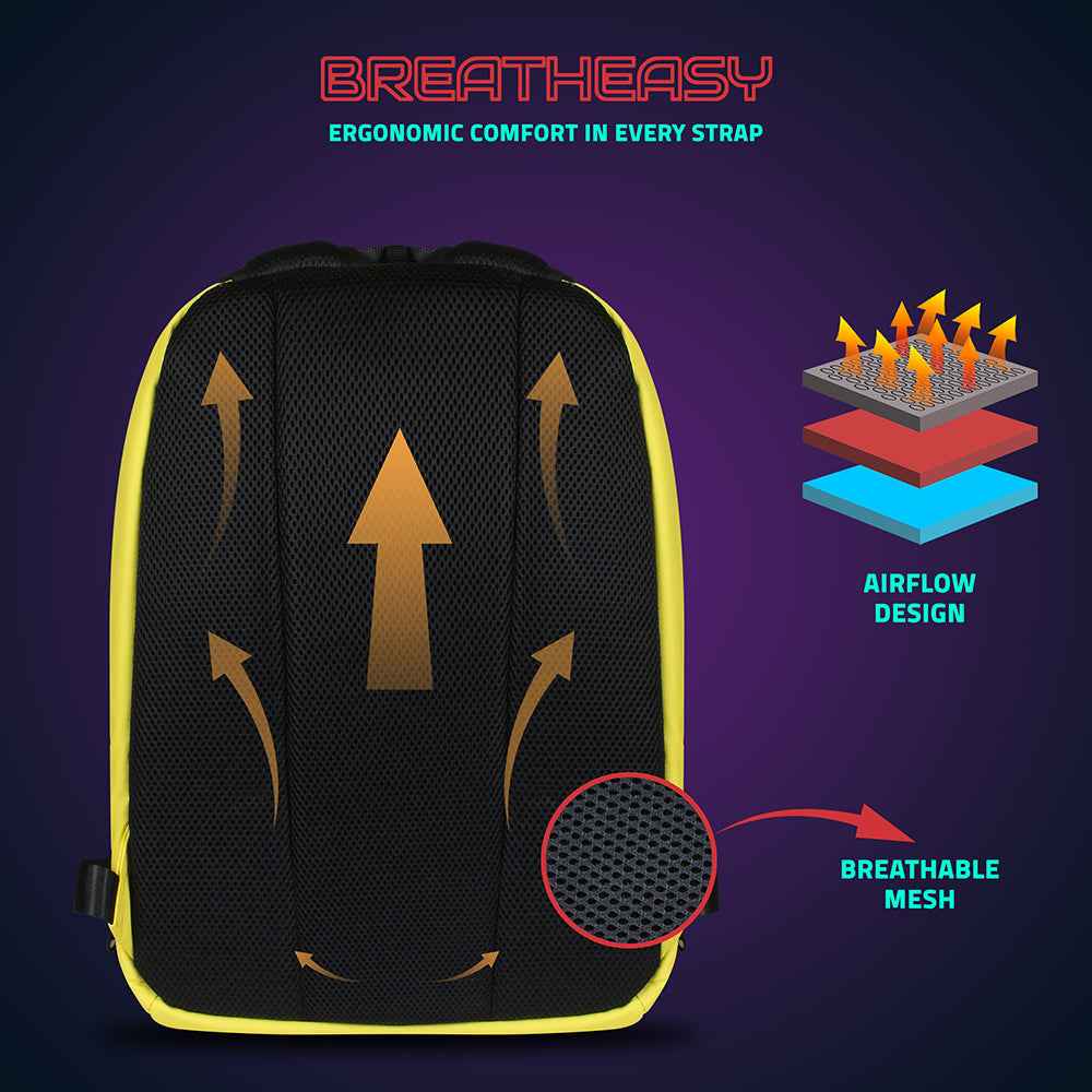 Hookaba Urban Buzz LED Backpack (Yellow) | 17 L Smart Display Bag (With Power Bank)