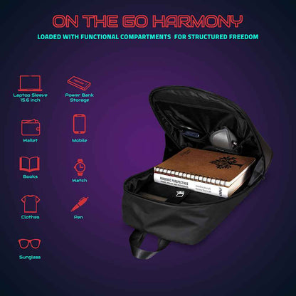 Hookaba Urban Buzz LED Backpack (Black) | 17 L Smart Display Bag (With Power Bank)