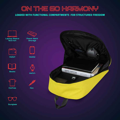 Hookaba Urban Buzz LED Backpack (Yellow) | 17 L Smart Display Bag (With Power Bank)