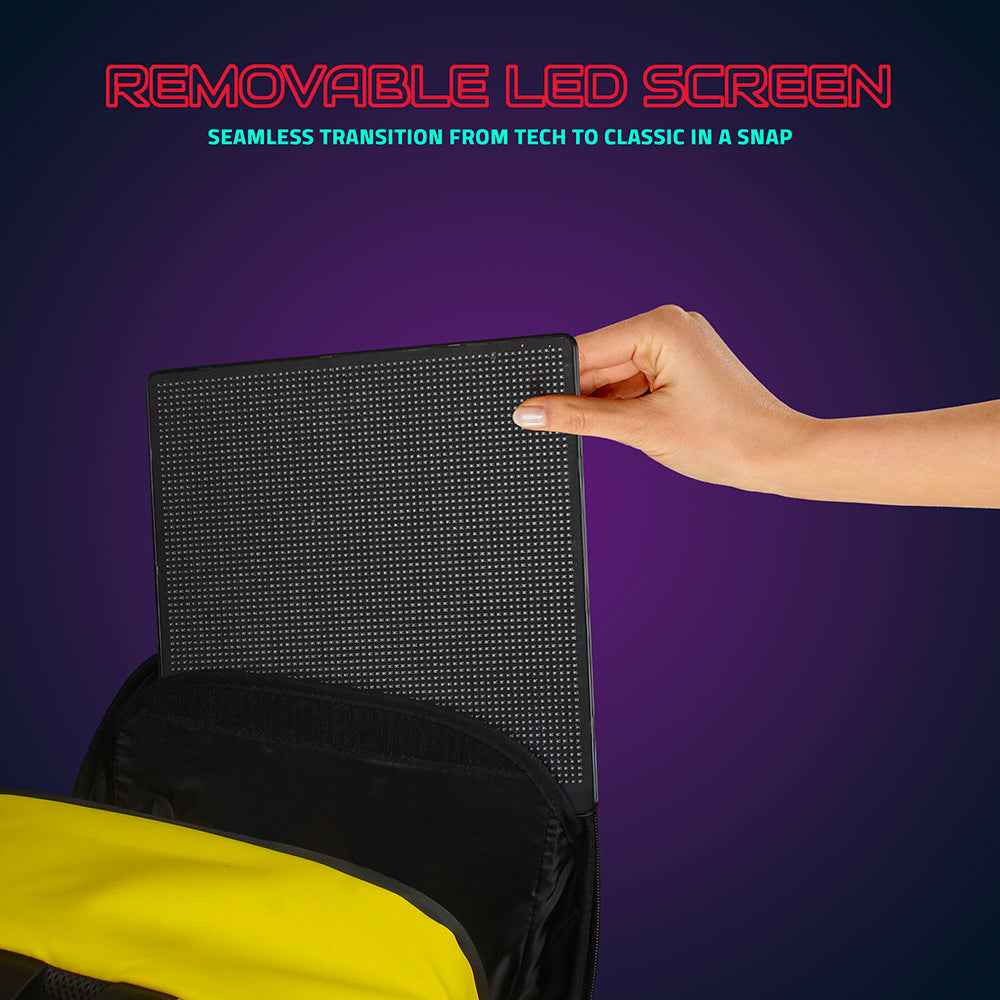 Hookaba Urban Buzz LED Backpack (Yellow) | 17 L Smart Display Bag (With Power Bank)