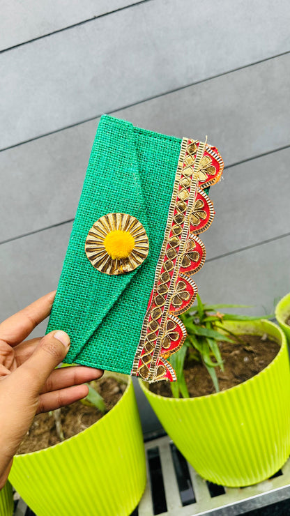 Gota Patti Jute Envelope / Clutch (Pack of 10)