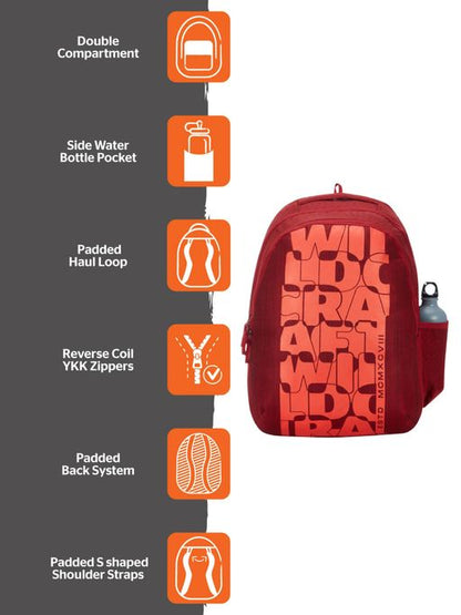 Wiki Blaze Light Red Backpack with Rain Cover