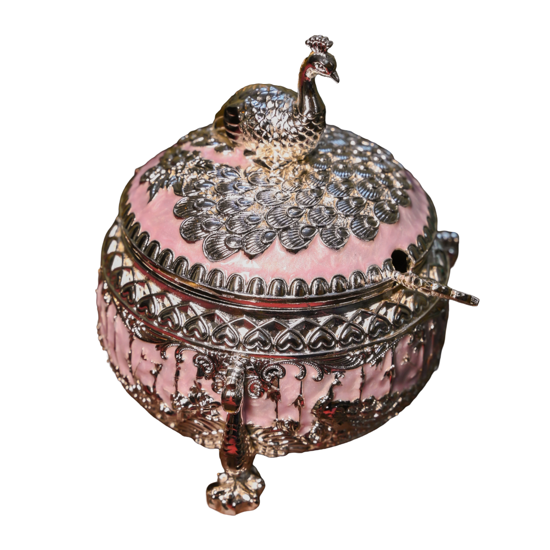 Blush Peacock Treasure Bowl with premium gift box and serving spoon by UphaarOnline