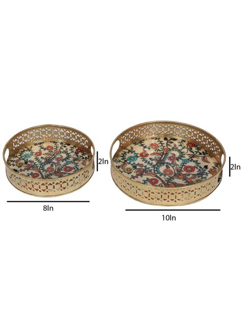 White Peacock Pichwai Tray (Set of 2)
