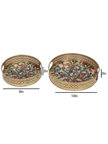 White Peacock Pichwai Tray (Set of 2)