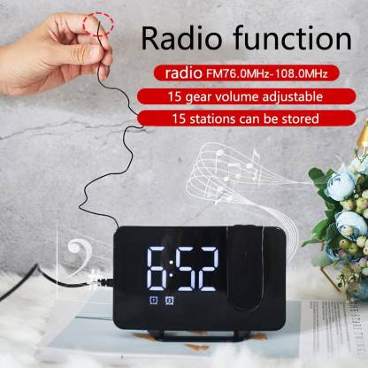 Digital Alarm Clock with Large LED Display and FM Radio