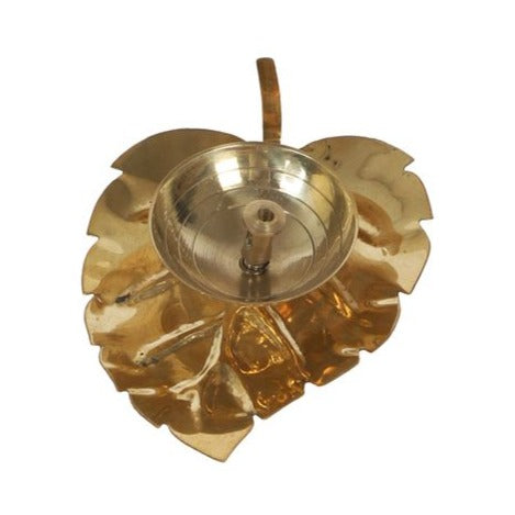 Lotus Leaf Brass Akhand Diya