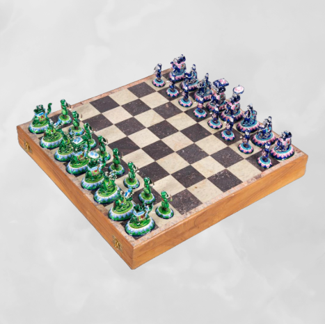 Regal Meenakari handcrafted chess set decorative luxury board game UphaarOnline